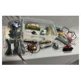 Train sets, various track sizes, switch boxes,  Lionel, Tyco & Cox, etc.