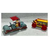 MARX tin toys, wind-up, Flintstones & tractor