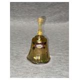 Fenton autumn gold bell, hand painted, artist signed, 4" T