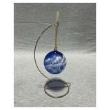 Fenton ornament, hand painted, artist signed, sticker