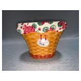 Bonnie Longaberger 2002 basket with "Geranium" placard, fabric liner and 2 plastic liners