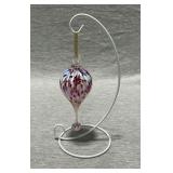 Art glass blown ornament on stand