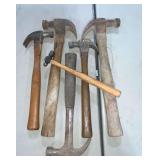 5 claw hammers & 1 ball peen hammer