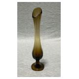 Amber glass swung vase, 11" T.