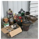 Garden hose, soaker hose, plant pots