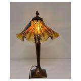 Fenton Autumn Gold lamp, hand painted, artist signed