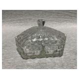 Fostoria American tri-divided dish with lid