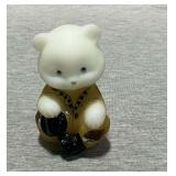 Satin glass teddy bear, artist signed