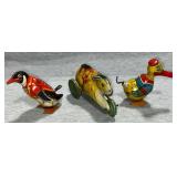 3 J. Chein tin wind up toys, duck, penguin & rabbit