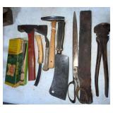 Keen Kutter tack hammer, hatchet, fence pliers