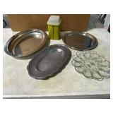 Egg plate, serving trays, Tupperware pickle holder