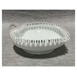 Fenton Silver Crest white milk glass heart shaped candy dish