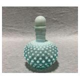 Fenton hobnail perfume bottle decanter, 6" T.