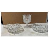 Pressed glass compote and bowls