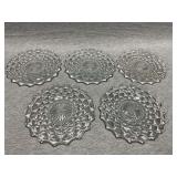 (5) 8" Fostoria American dessert plates