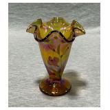 Fenton, Autumn Gold vase, hand painted, artist signed