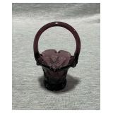4" glass basket, applied handle