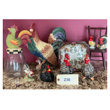 Rooster Collection Of Ceramic, Glass, & Wood, 10 Pieces
