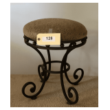 Round Metal Stool With Upholstered Seat
