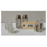 Three Pairs Of Glass Salt & Peppers