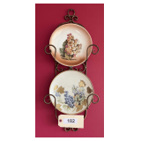Two Grape Desgn Salad Plates On Wall Hanger