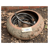 Garden Hose In Round Clay Container, Matches Lot#341