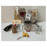 Barware Includes Shot Glasses, Cork Screws, Wine Glass Jewelry, & More