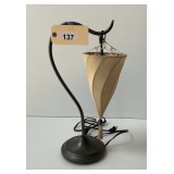Metal Table Lamp With Cloth Shade, 19'