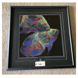 Framed & Matted Print Of Glowing Fish, 33'X33'