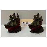 Small Metal Tall Ships Bookends