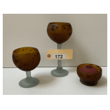 Three Decorative Glass Candle Holders