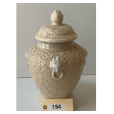 Embossed Ceramic Jug With Lid (Small Chip On Base)