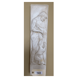 Ceramic Wall Art Man Feeding Dog,  23'X5 1/2'