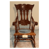 Wooden Rocker With Velour Padded Seat