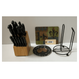 Knife Block Set , Paper Towel Holder, & Trivets