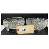 Two Cut Crystal Bowls, 7' & 8'