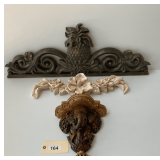 Two Wall Art Scrolls And An Elephant Design Wall Shelf