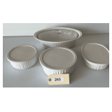 Four Fluted CorningWare Pieces