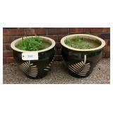 Two Ceramic Outdoor Planters, 14'X12'