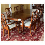 Beautiful Dining Table With Two Leaves (One Not Shown) Extends To 96'X43'X30', 8 Chairs Includes 2 Captain Chairs