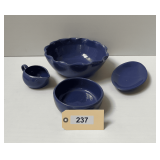 Blue Stoneware Serving items, 4 Pieces