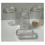 Two Glass Sealed Canisters, Glass Storage Container, Covered Food Saver