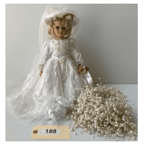 Porcelain Bride Doll, 15' Approx 7 Small Pearl Wreaths