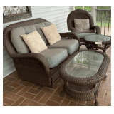 Outdoor Wicker Style Furniture, 4 Pieces, Matches Lot# 348