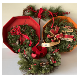 Three Christmas Wreaths & Spray