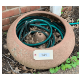 Garden Hose In Round Clay Container Matches Lot#336