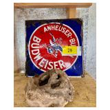 13' Budweiser Porcelain Advertising Sign & Wood Knot