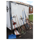 Plastic Rakes, Scoop Shovels, Brooms, Push Brooms, Garden Hoe, Warren Hoe, Hook, Broom Handles, and Misc. Hand Tools