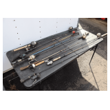 (2) Zebco Cracking Reels and Rod, Zebco Crossfire 20 Reel and Rod, Zebco 404 Reel and Rod, Zebco 444 Reel and Rod, and Misc. Fishing Rod and Reels