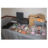 RCA Camcorder, Smith Corona Typewriter, Philips DVD Player, Sony DVD Player, CDs, Cassettes, DVDs, and Misc.